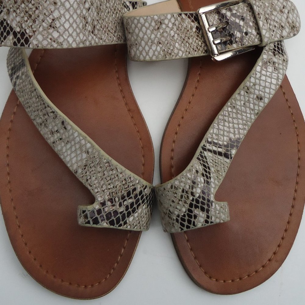 SIZE 7.5. Vince Camuto leather snakeskin print sandals. - Picture 2 of 11